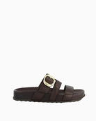 Paul Green brown leather mule sandals right side view with buckle