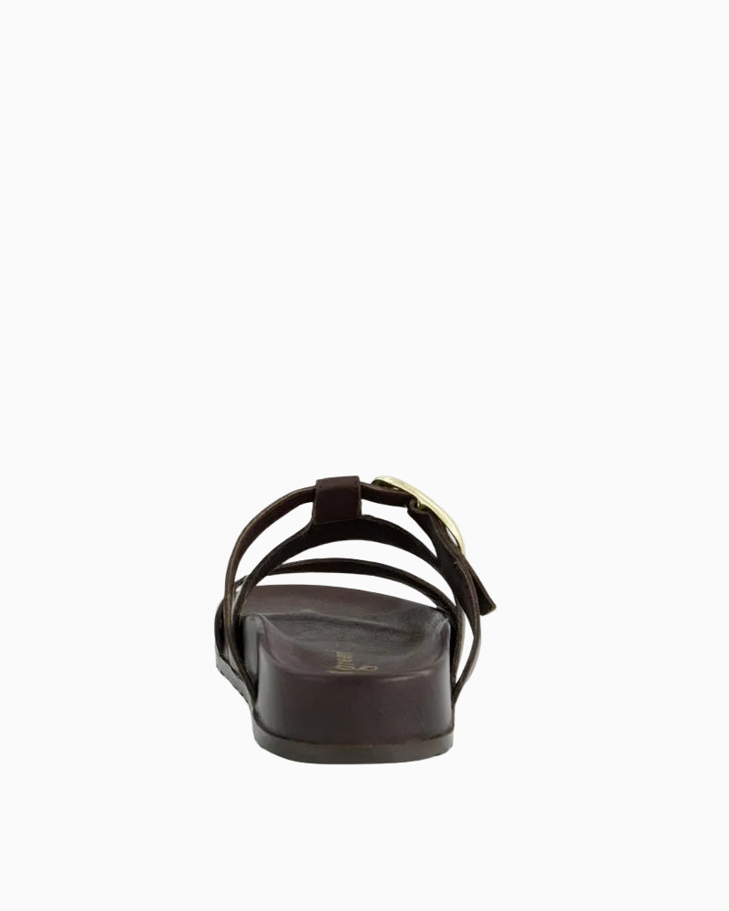 Paul Green brown leather sandals side profile flat sole