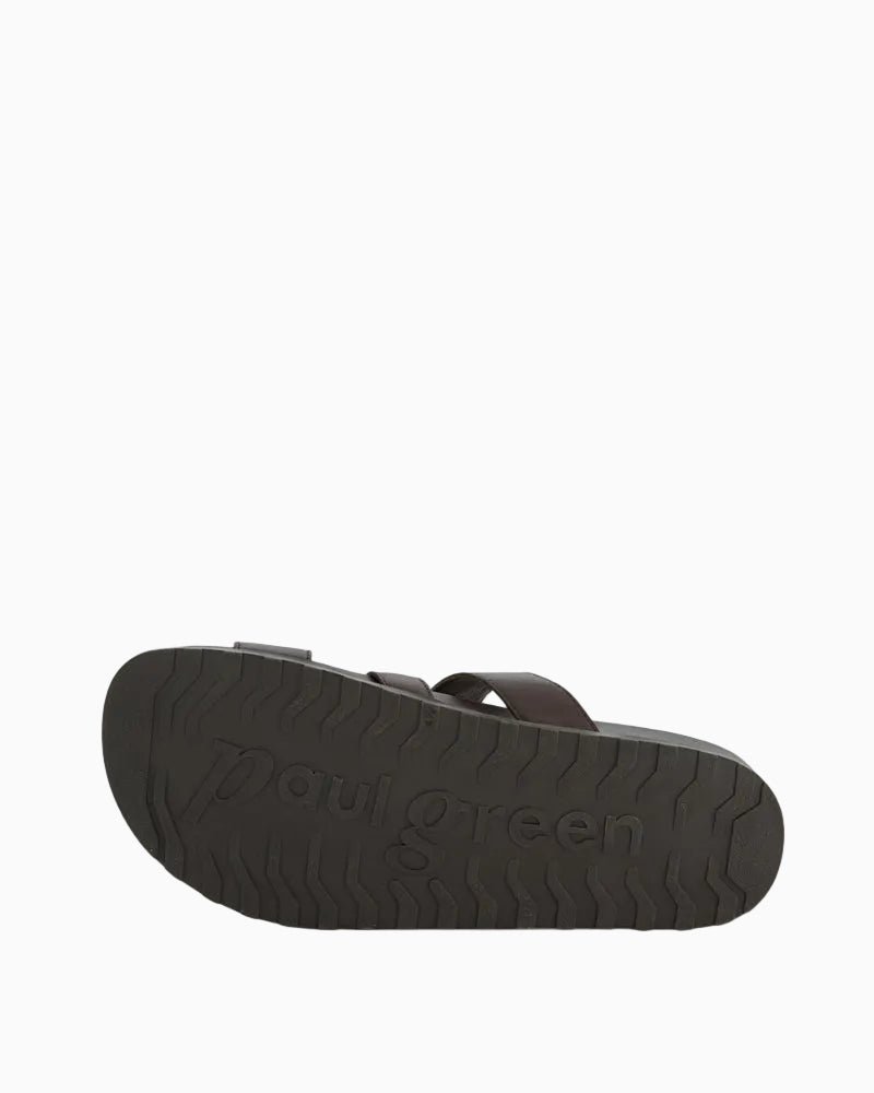 Paul Green brown mule sandals back view open heel