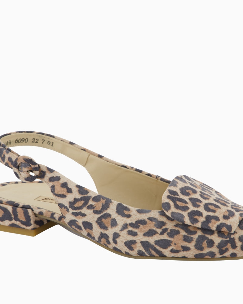 Paul Green slingback leopard sandal close-up