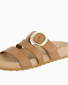 Paul Green tan leather mules angled view