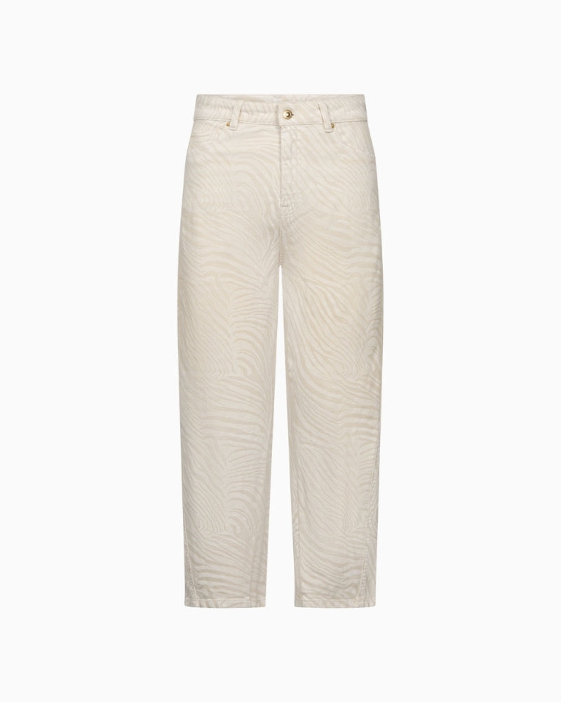 Raffaello Rossi Hanni zebra print jeans, front view showing O-shape leg – Áines Boutique