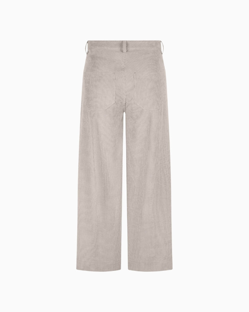 Back view of wide-leg trousers in flowing stretch corduroy