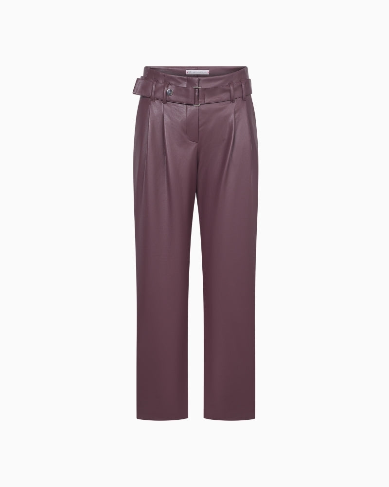 Raffaello Rossi Nicole vegan leather trousers with high waist and belt