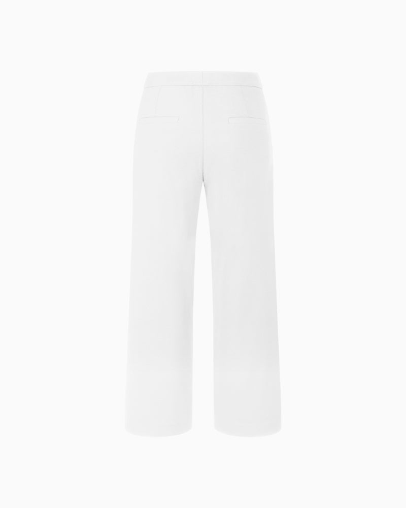 Raffaello Rossi Palina white trousers, back view with imitation welt pockets – Áines Boutique
