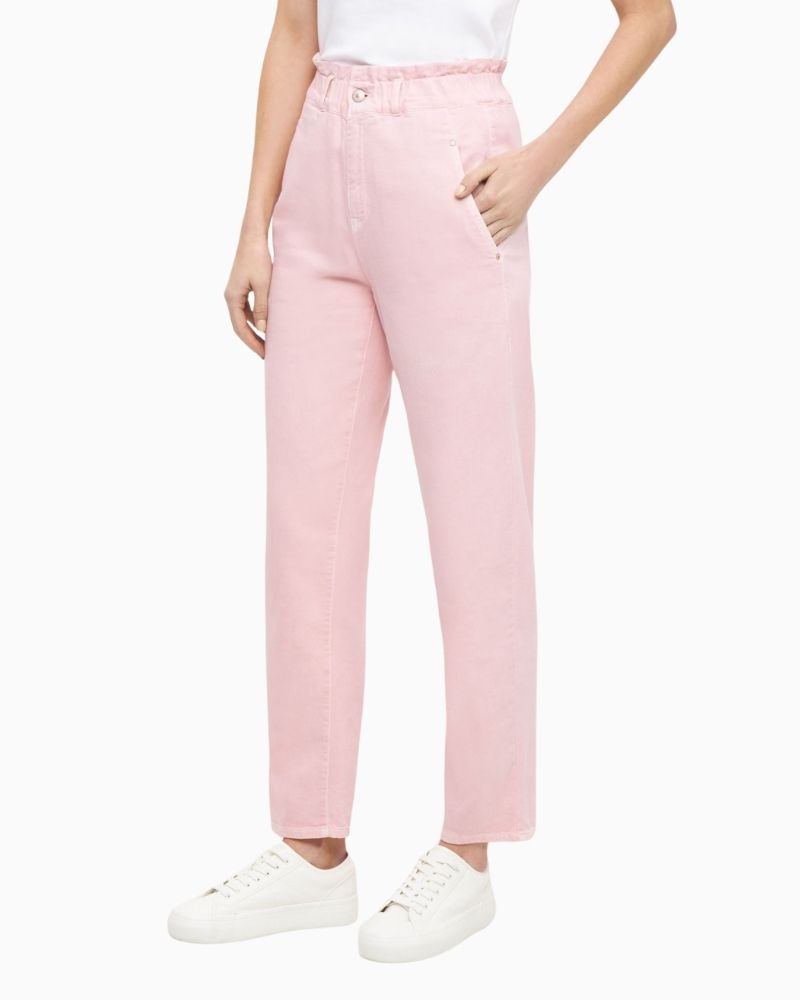 Raffaello Rossi Riana 7/8 trousers in lightweight white denim with paperbag waist