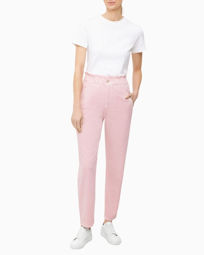 Raffaello Rossi Riana 7/8 trousers in lightweight white denim with paperbag waist