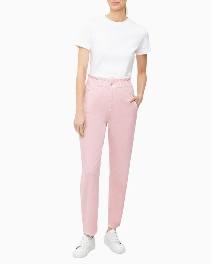 Raffaello Rossi Riana 7/8 trousers in lightweight white denim with paperbag waist
