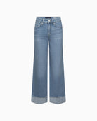 Raffaello Rossi Sventy turn-up jeans in denim, front view showing wide leg – Áines Boutique