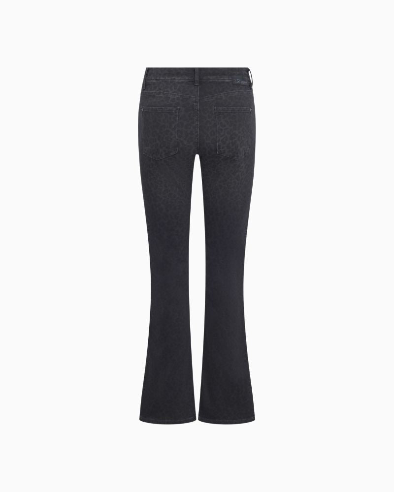 Back view of Vic jeans showing authentic denim finish and flared leg