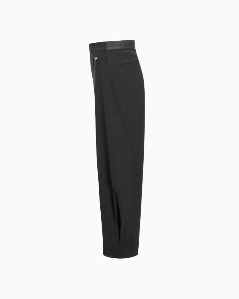 Side view of wide-leg cropped Hale jersey trousers by Raffaello Rossi