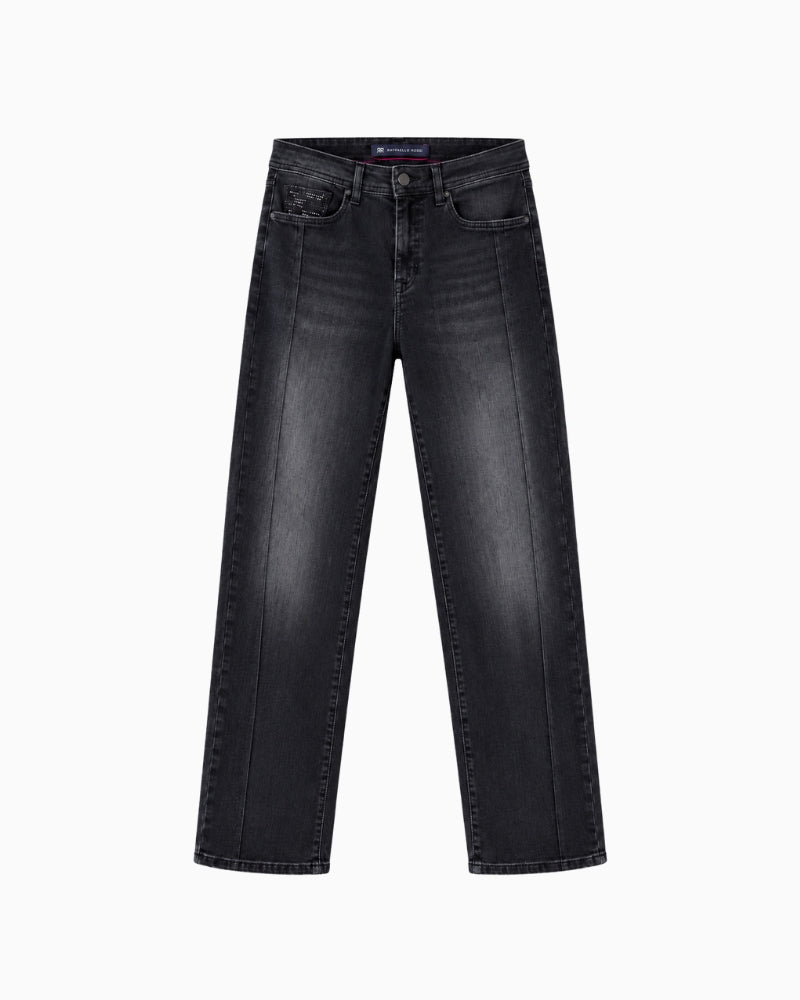 Raffaello Rossi Kira Crop Jeans in grey front detail
