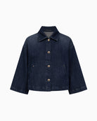 Raffaello Rossi Soreia Soft Lurex Denim Shirt in Dark Denim front view
