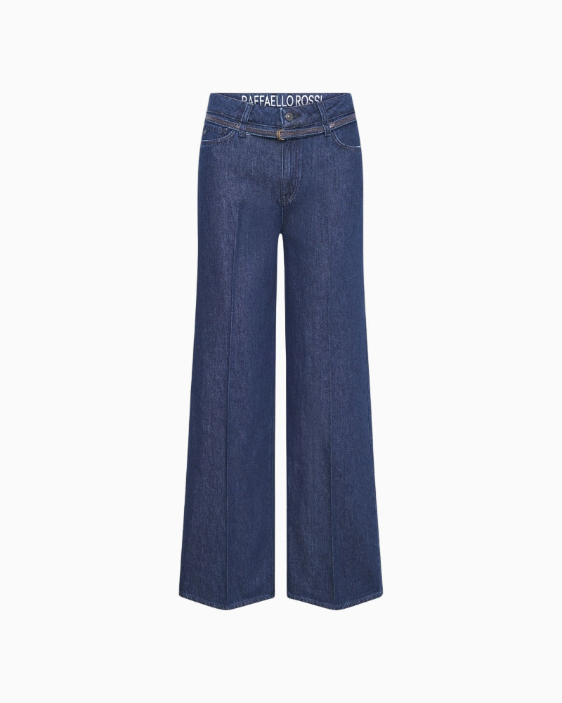 Raffaello Rossi Sventy B wide-leg jeans with D-ring belt (front view)