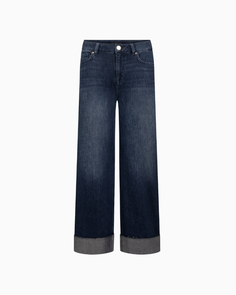 Raffaello Rossi Sventy Turn Up Jeans in Brown Blue front view