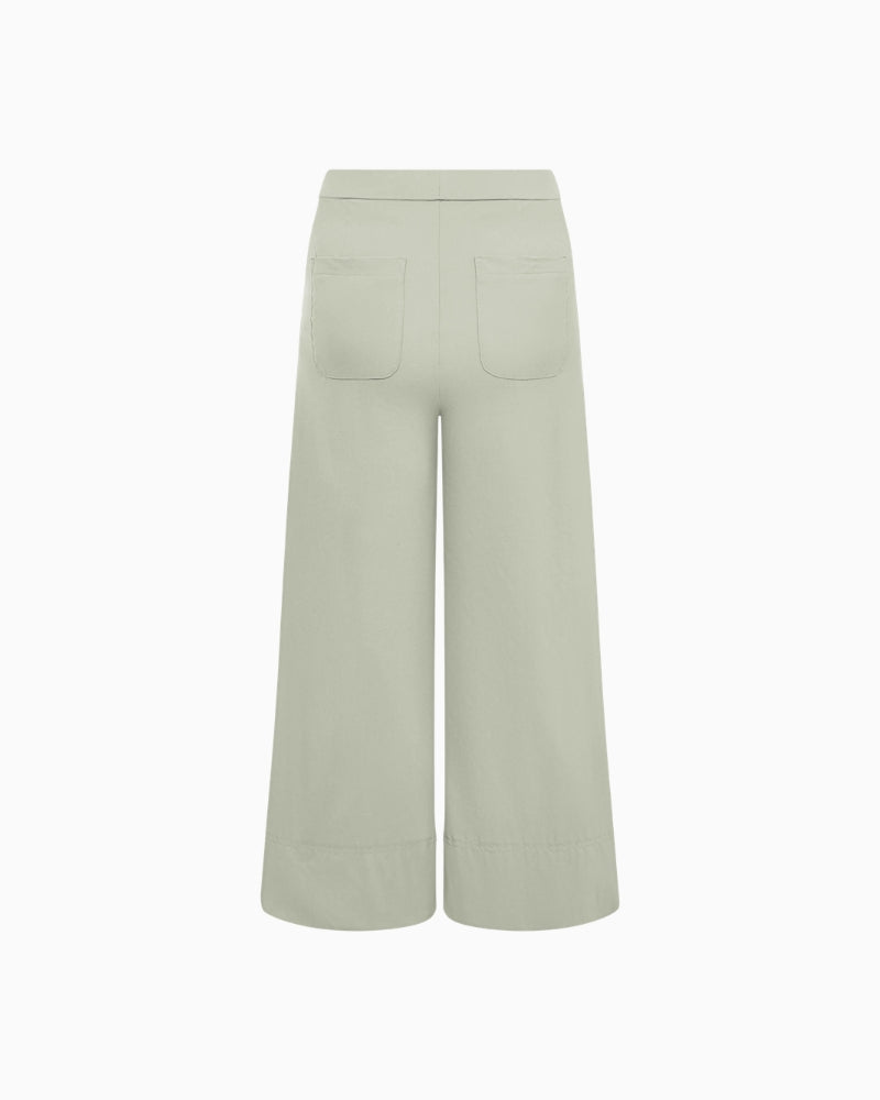 Raffaello Rossi wide leg pull-on trousers back view with patch pockets – Áines Boutique