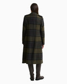 Rear view of Barbour Cottemore navy checked coat