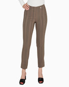 Robell Bella 09 almond brown seersucker trousers, front view – Áines Boutique