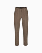 Robell Bella 09 almond brown seersucker trousers, front view – Áines Boutique