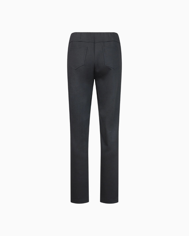 Back view of black Robell Bella trousers showing real pockets and neat fit