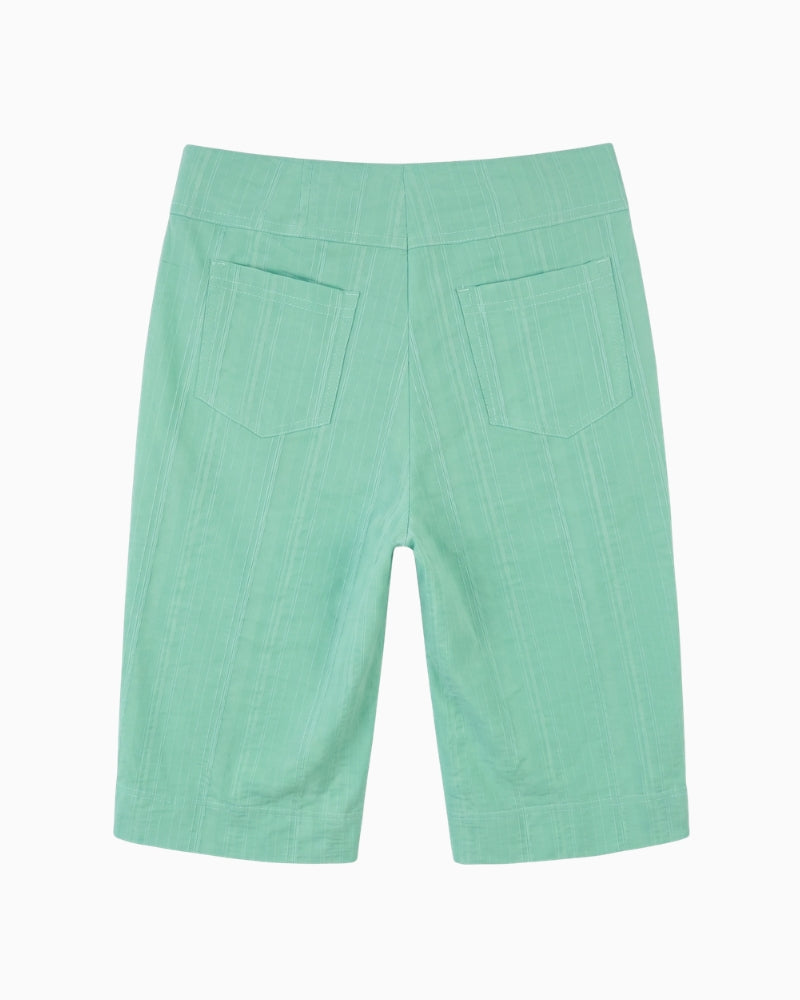 Robell Bella Seersucker Shorts in light green back view