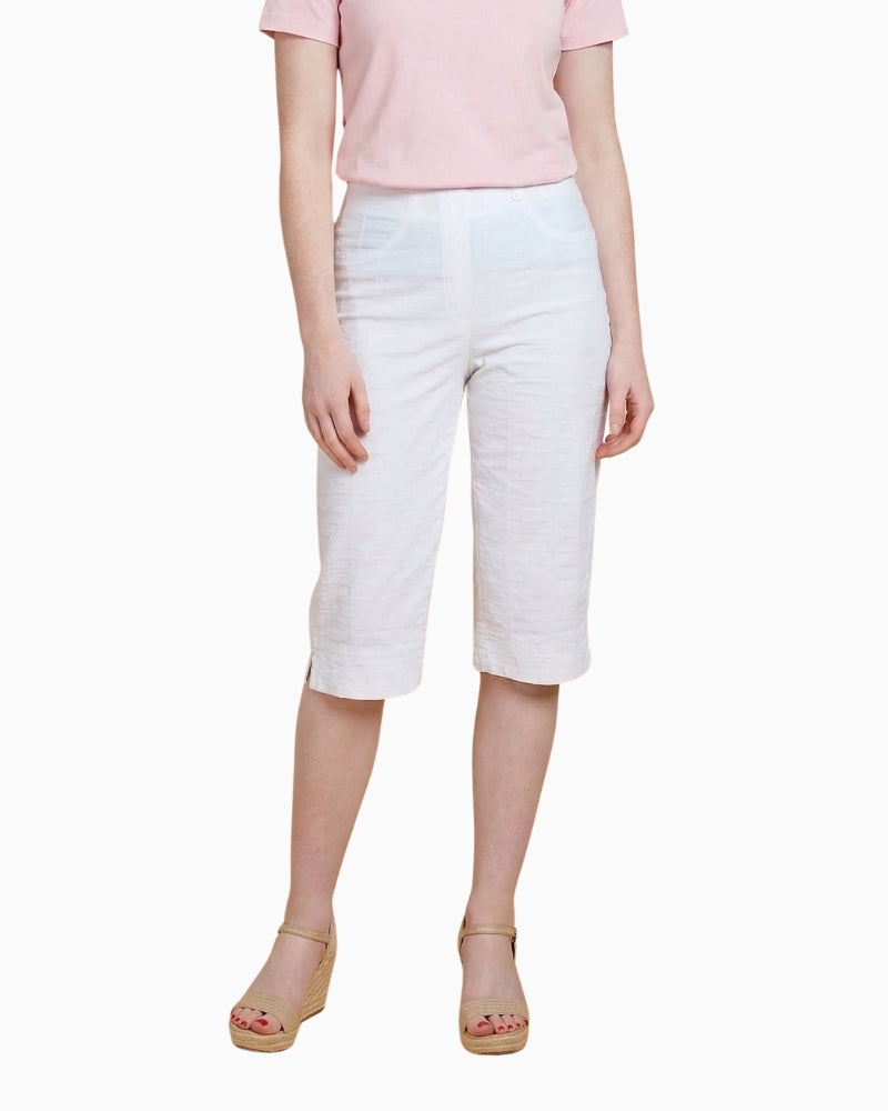 Robell Bella seersucker shorts white front view