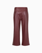 Robell Cloe Faux Leather Cropped Trousers in Burgundy leatherette fabric detail