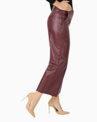 Robell Cloe Faux Leather Cropped Trousers in Burgundy side view