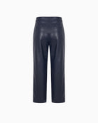 Robell Cloe Leather Look Culotte Trousers in Navy back view showing welt pockets