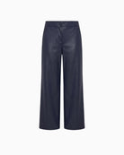 Robell Cloe Leather Look Culotte Trousers in Navy front view showing wide-leg silhouette