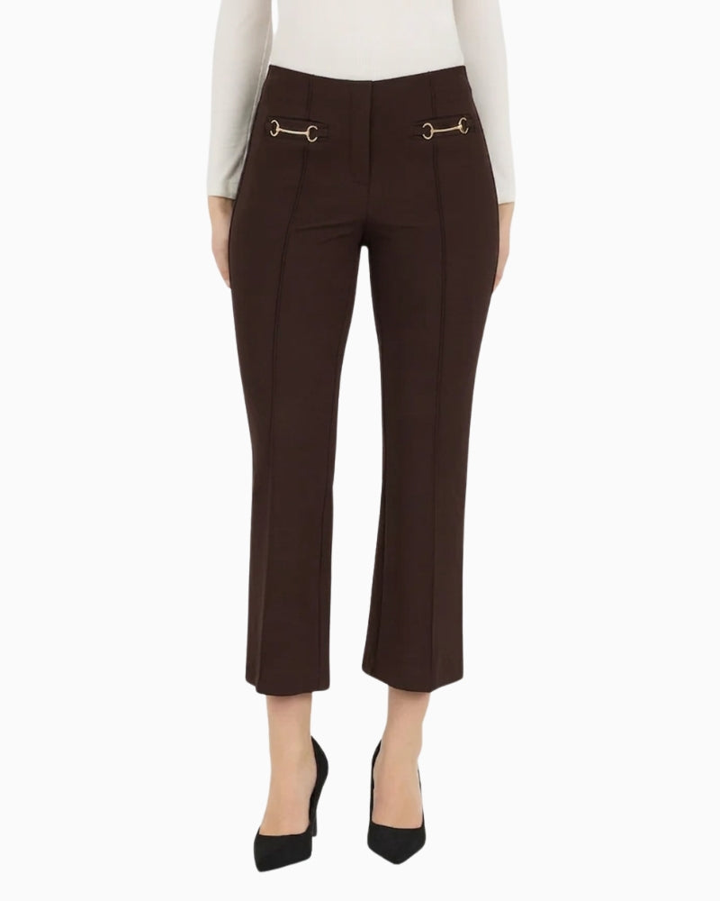 Robell Joella 09 Trousers in Dark Brown front view