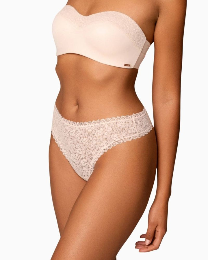 Side view of Lace string by Royal Lounge with no seams and soft waistband