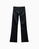 Front view of medium-rise jeans with zip and button fastening