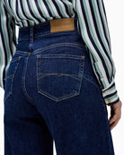 Close-up of waist shaping detail on Salsa Faith wide leg jeans