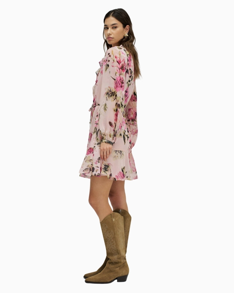 Salsa floral dress pink side view – Áines Boutique