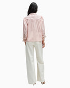 Salsa lace detail shirt light pink back view – Áines Boutique