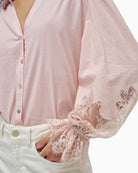 Close-up of Salsa lace detail shirt sleeve detail – Áines Boutique