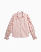 Salsa lace detail shirt light pink front on white background – Áines Boutique