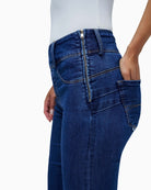 Close-up of waistband and dart details on Salsa Push In jeans