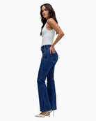 Side view of Push In bootcut jeans showing tummy-tuck shaping effect