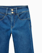 Close-up of Salsa Secret Push In jeans two-button waist detail – Áines Boutique