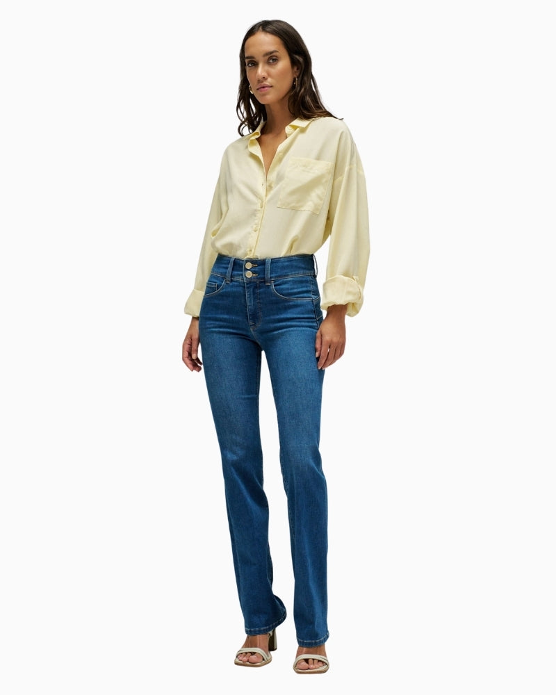 Woman wearing Salsa Secret Push In bootcut jeans blue – Áines Boutique