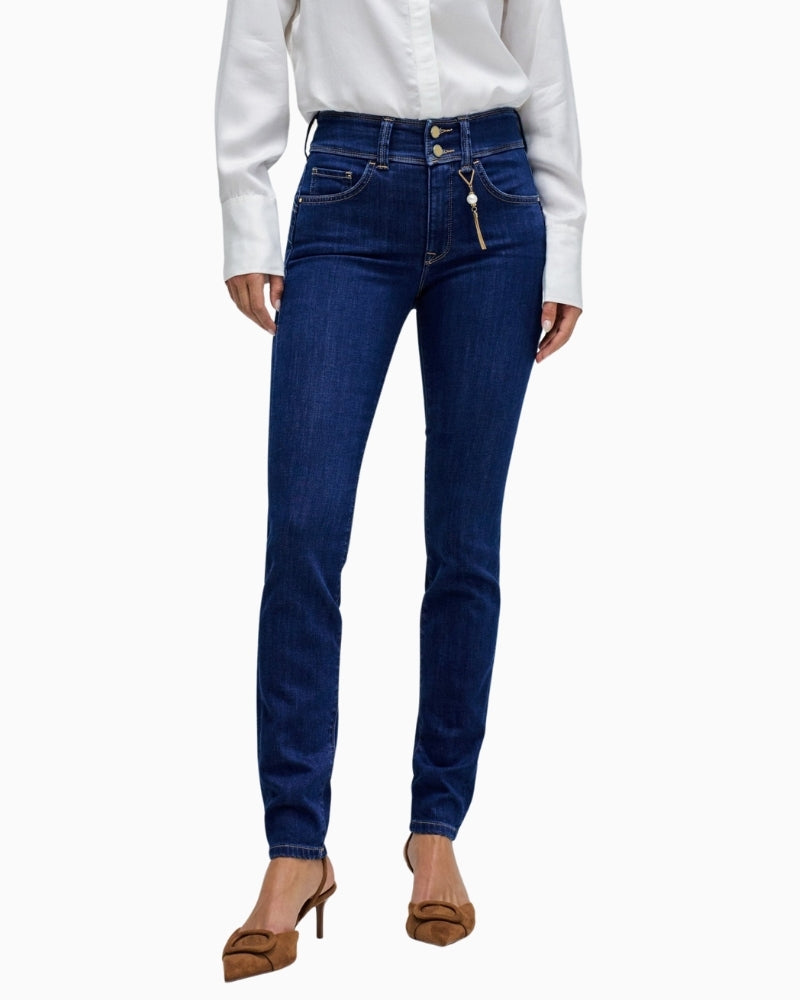 Salsa Secret Push In skinny jeans in blue with medium waist and two buttons