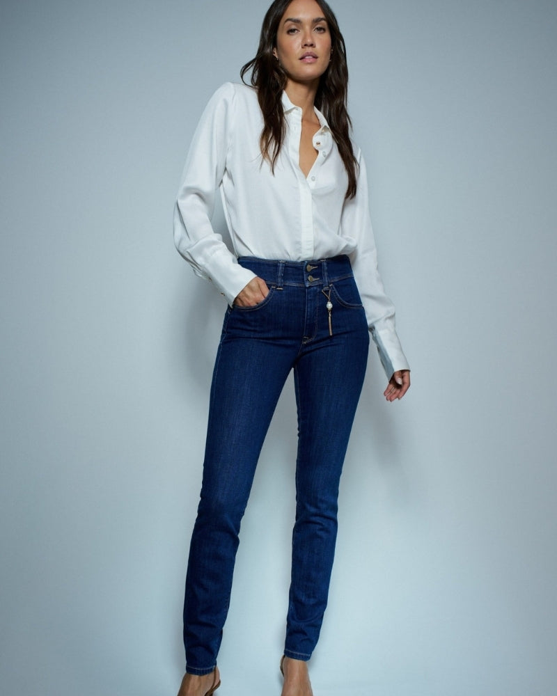 Front view of Salsa Secret Push In jeans showing tummy-tuck shaping panel