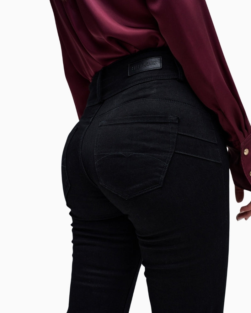 Close-up of waistband and side zip detail on Salsa Secret Silhouette jeans