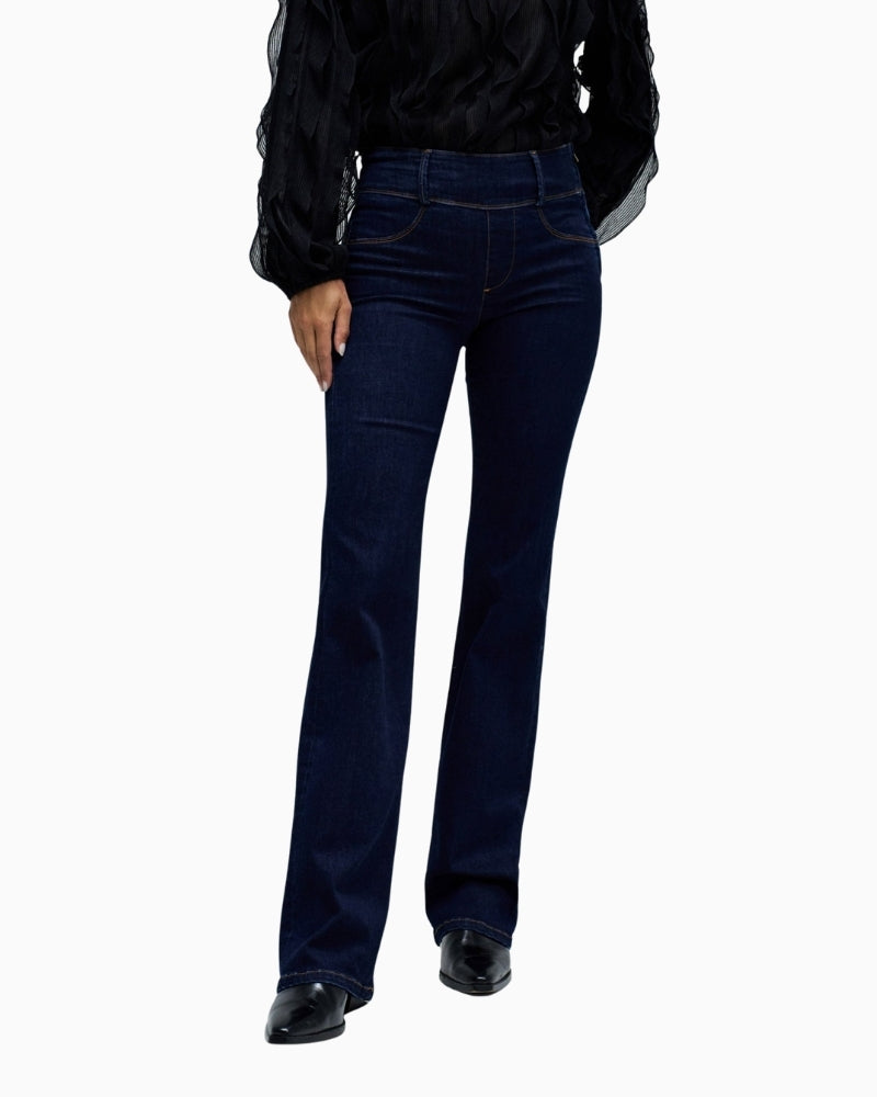 Salsa Secret Silhouette Push In bootcut jeans in dark blue with mid-rise waist