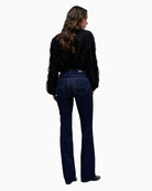 Back view of Secret Silhouette jeans in dark blue with two back pockets