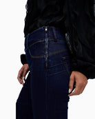 Close-up of waistband and zip fastening detail on Salsa Push In jeans