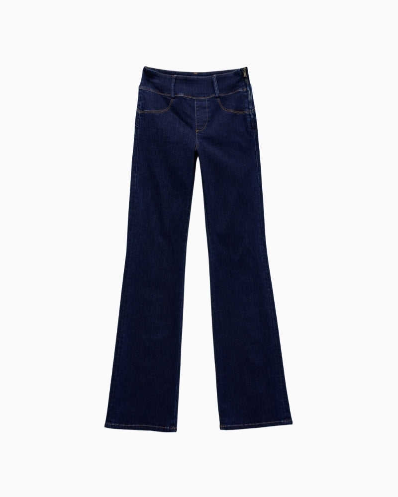 Salsa Secret Silhouette Push In bootcut jeans in dark blue with mid-rise waist