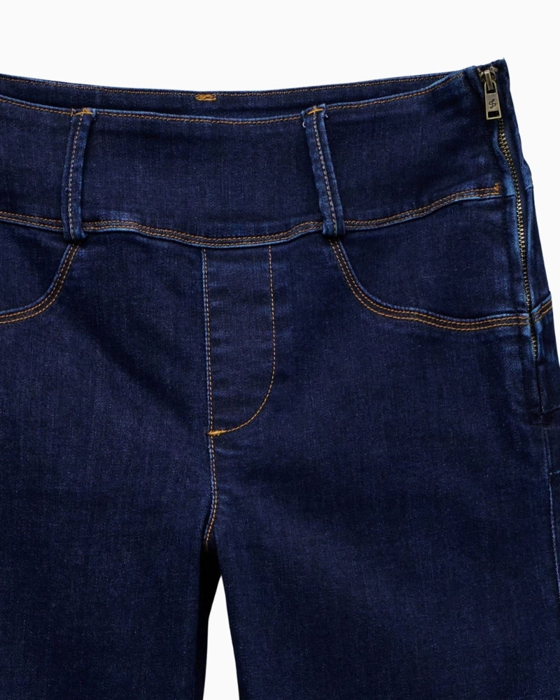 Close-up of waistband and zip fastening detail on Salsa Push In jeans